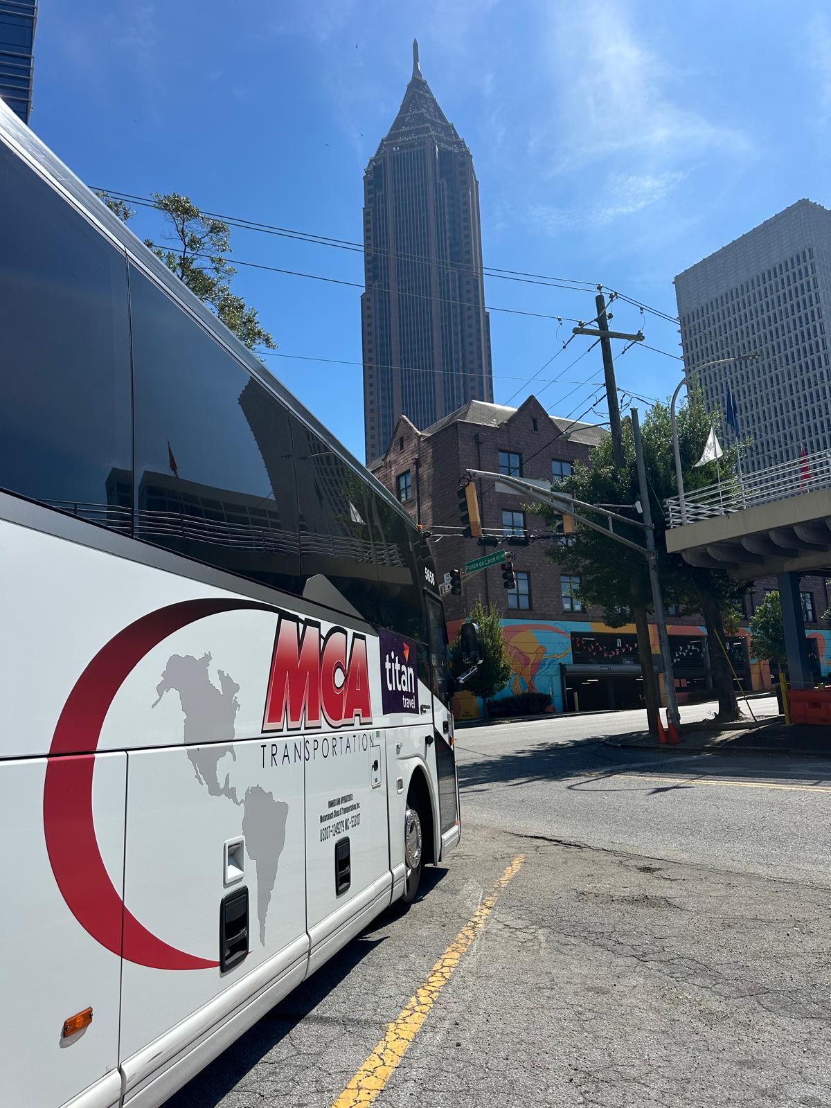 MCA Transportation motorcoach in downtown Atlanta, Georgia