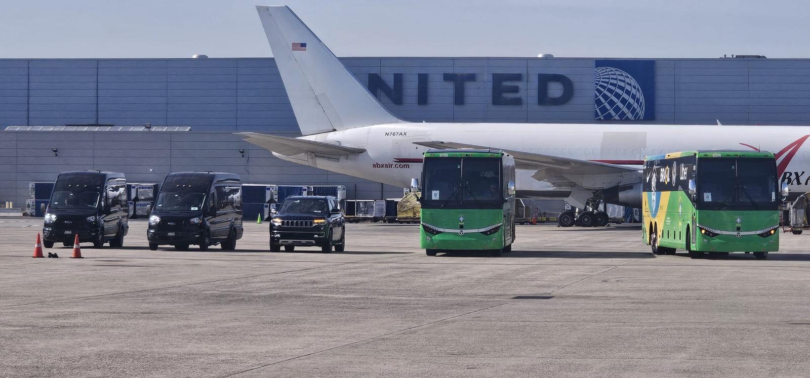 Brazil national team transportation convoy at the airport