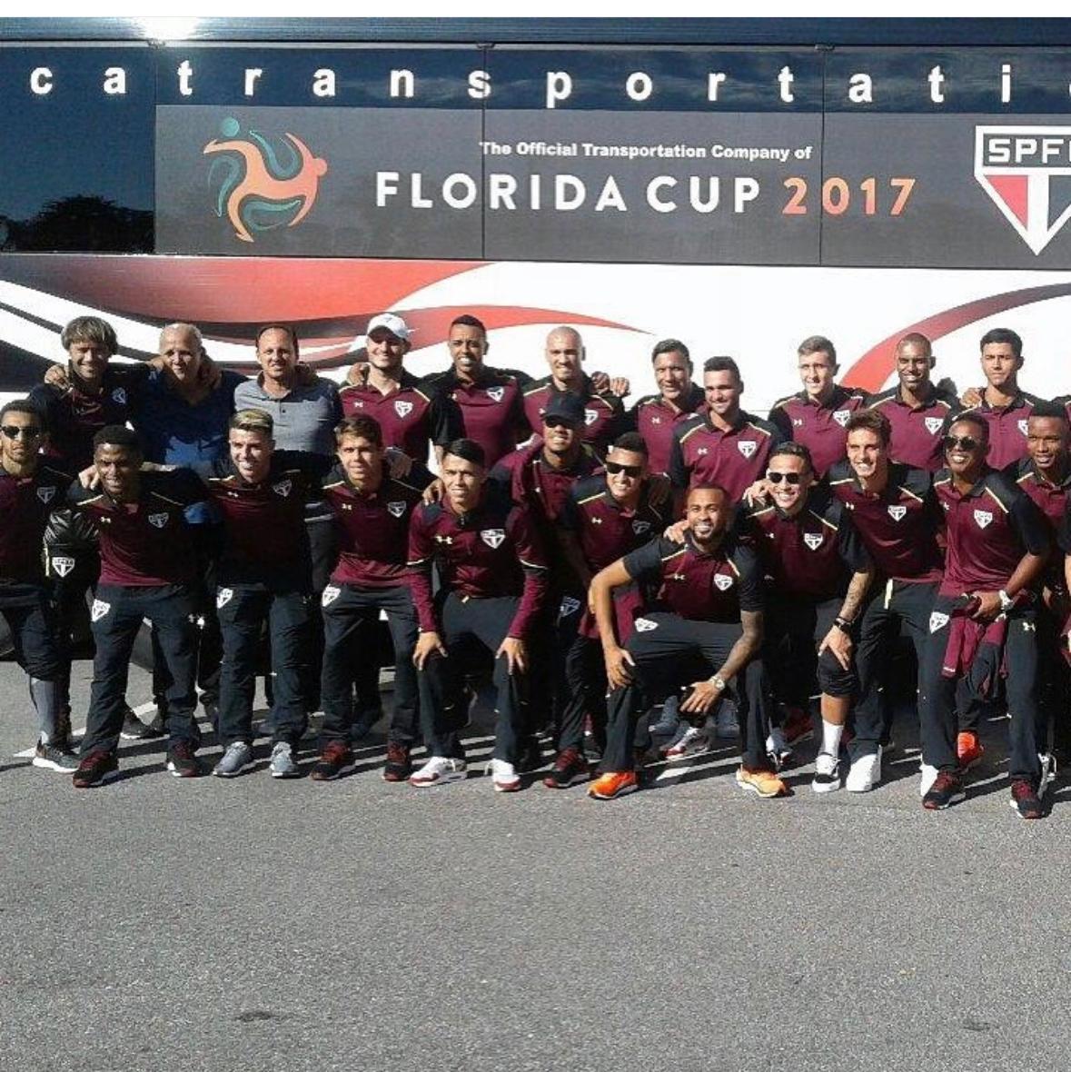 São Paulo FC team with its official Florida Cup transportation coach