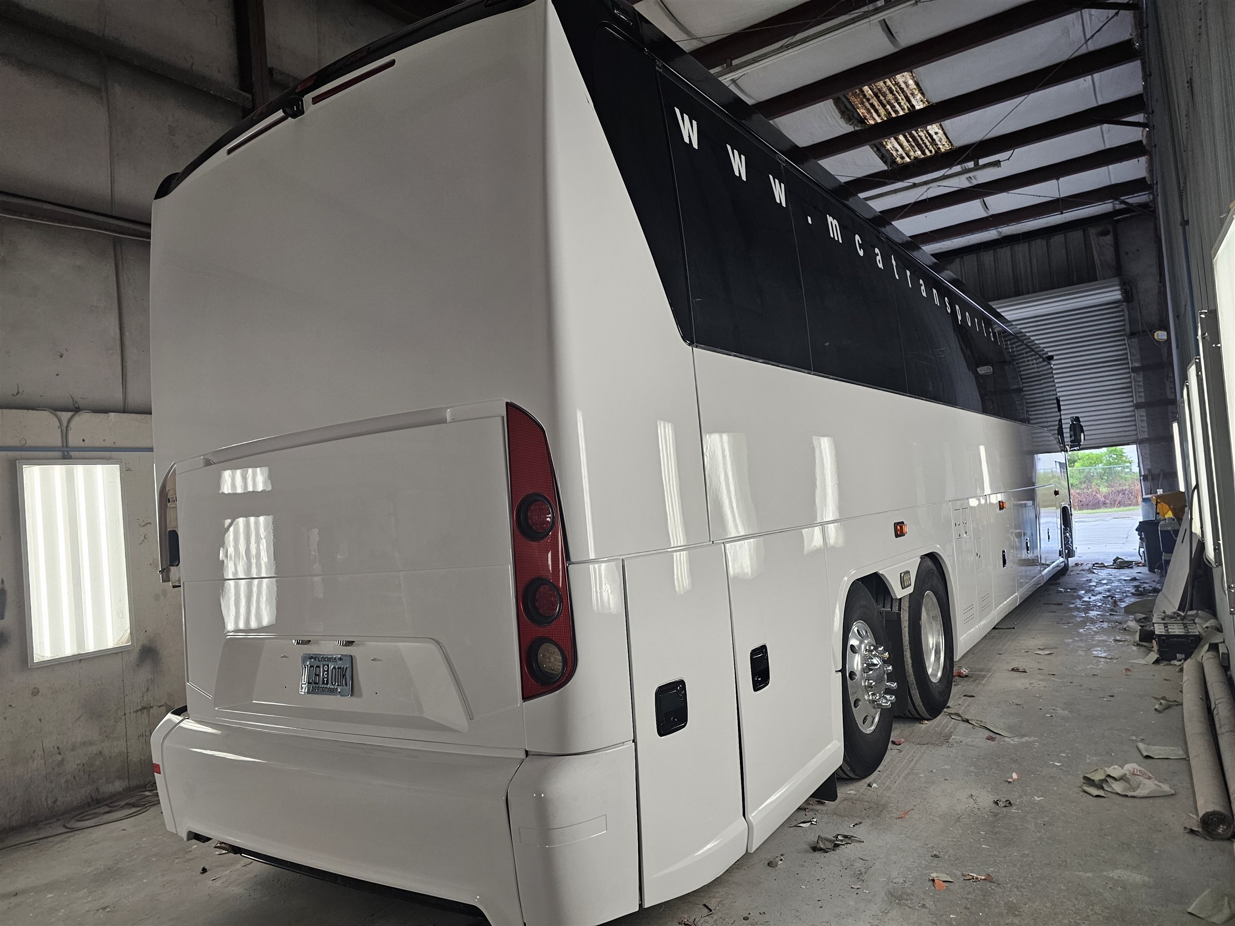 MCA Transportation motorcoach inside the body shop